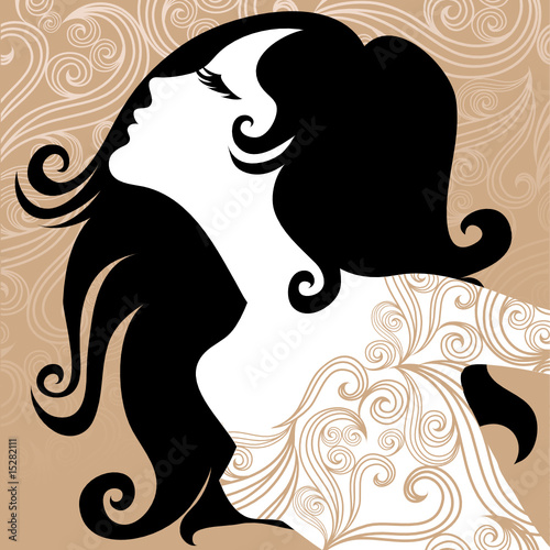 Closeup decorative vintage woman in ornate dress