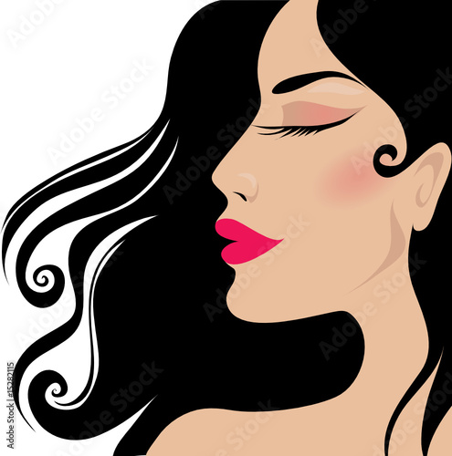 Closeup elegant brunette woman with closed eyes