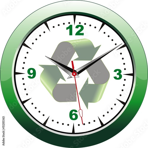 vector illustration of wall clock  with ecologic arrow