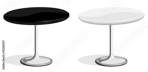 Black and white coffee shop table isolated on white