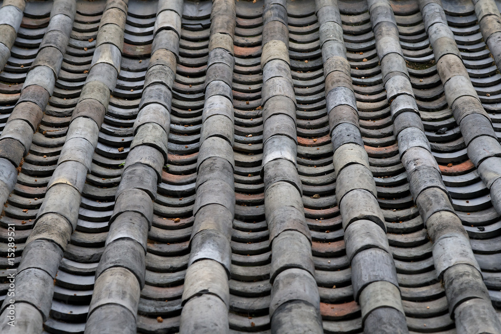 Old Tile Roof of Traditional Korean Architecture