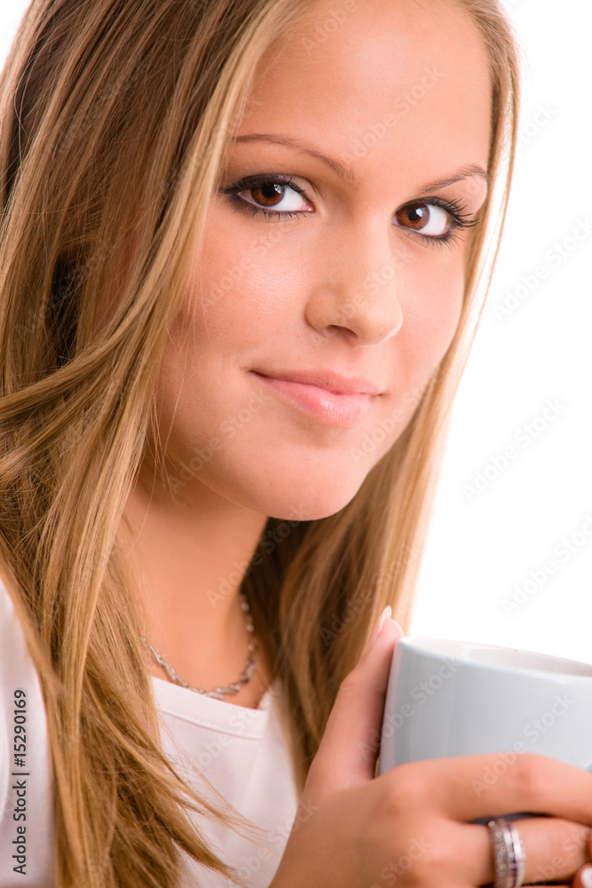 Plakat Young woman drinking coffe