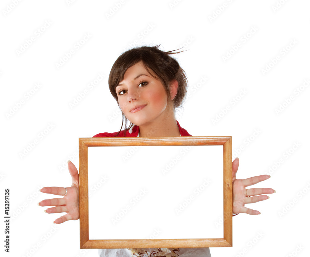 woman with empty frame woman with empty frame