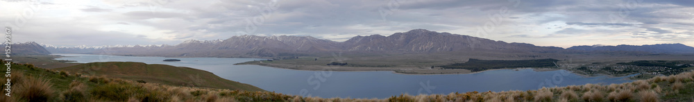 Panorama of a lake in New Zealand