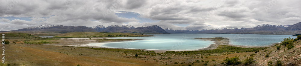 Panorama of a lake in New Zealand