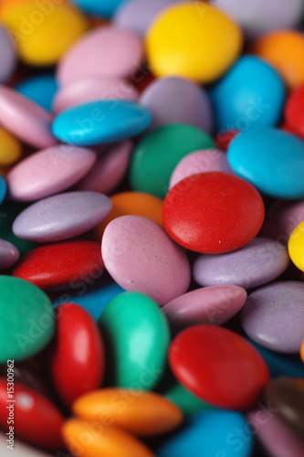 Closeup of colourful chocolate sweets