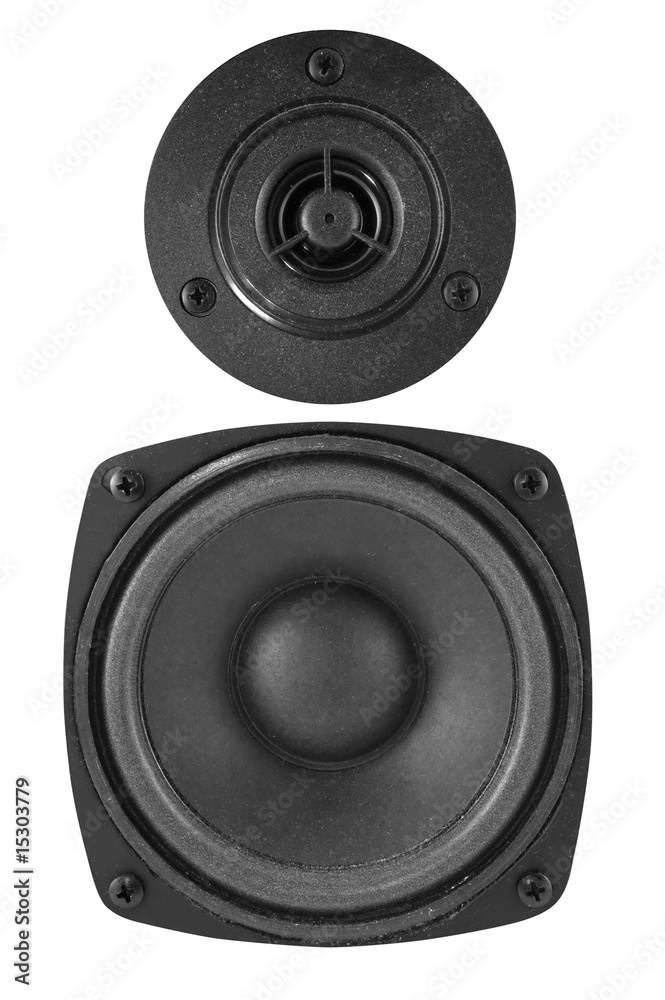 speakers on a white speakers on a white