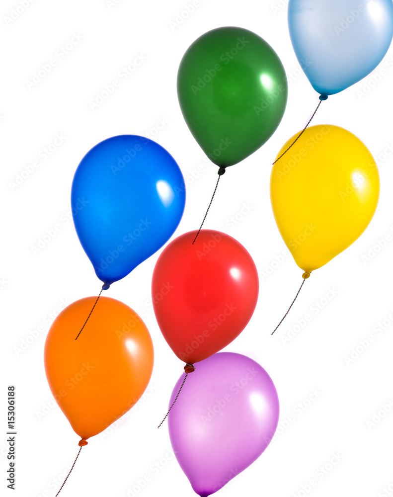 Multi color balloons on white background