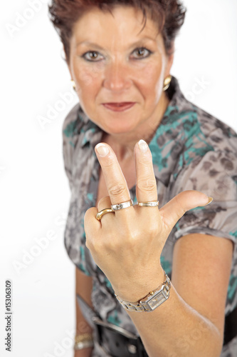 Woman with three fingers up