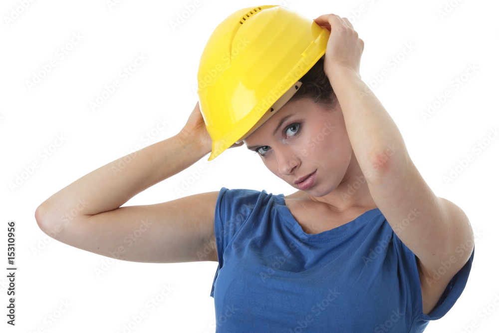 Sexy young woman construction worker contractor Sexy young woman construction worker contractor