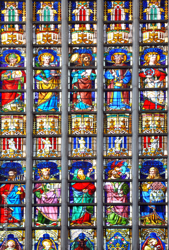 Stained glass at Antwerp church Stained glass at Antwerp church