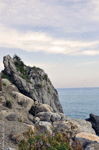 Coastal area with reef and rocks in foreground