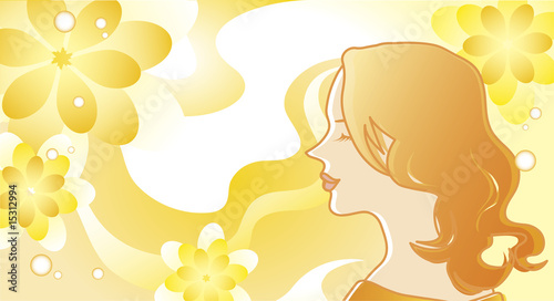 Woman and yellow flowers