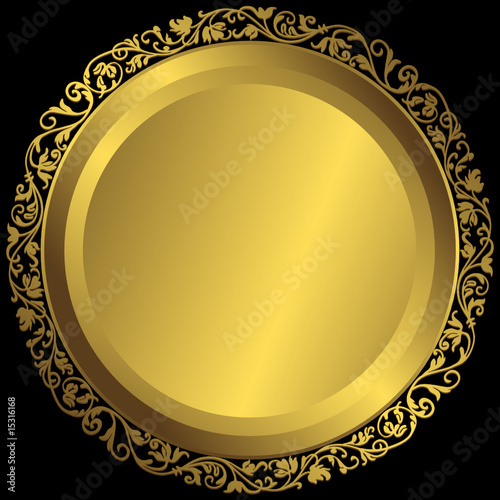 Golden plate with vintage ornament