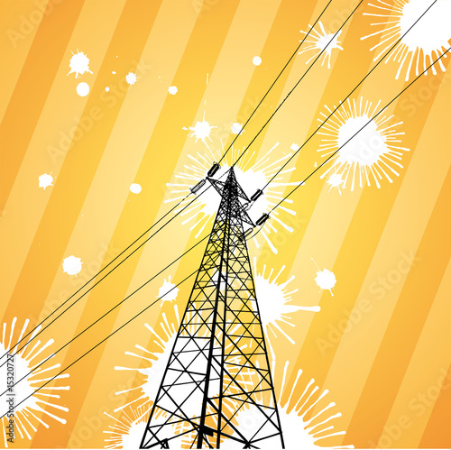 Electricity pylon in a splatter grunge view
