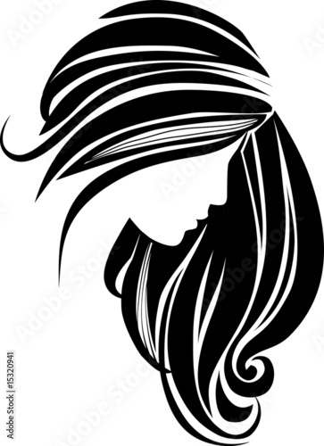 Hair icon for beauty salon. Beautiful female silhouette. Girl with long hair #15320941