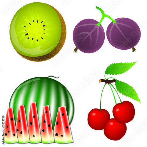 Fruits, kryzhoynik, kiwi, watermelon,