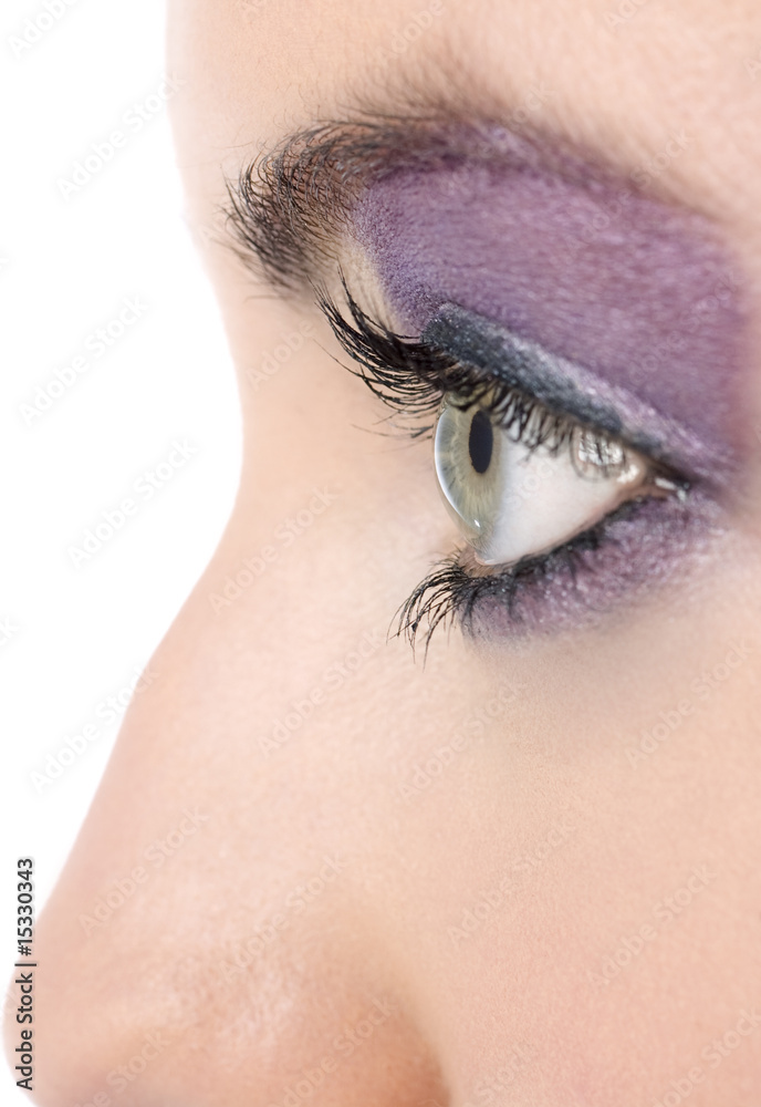 Naklejka premium Closeup of womans eye with makeup