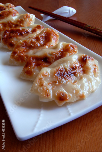 Chinese Dumplings on white plate
