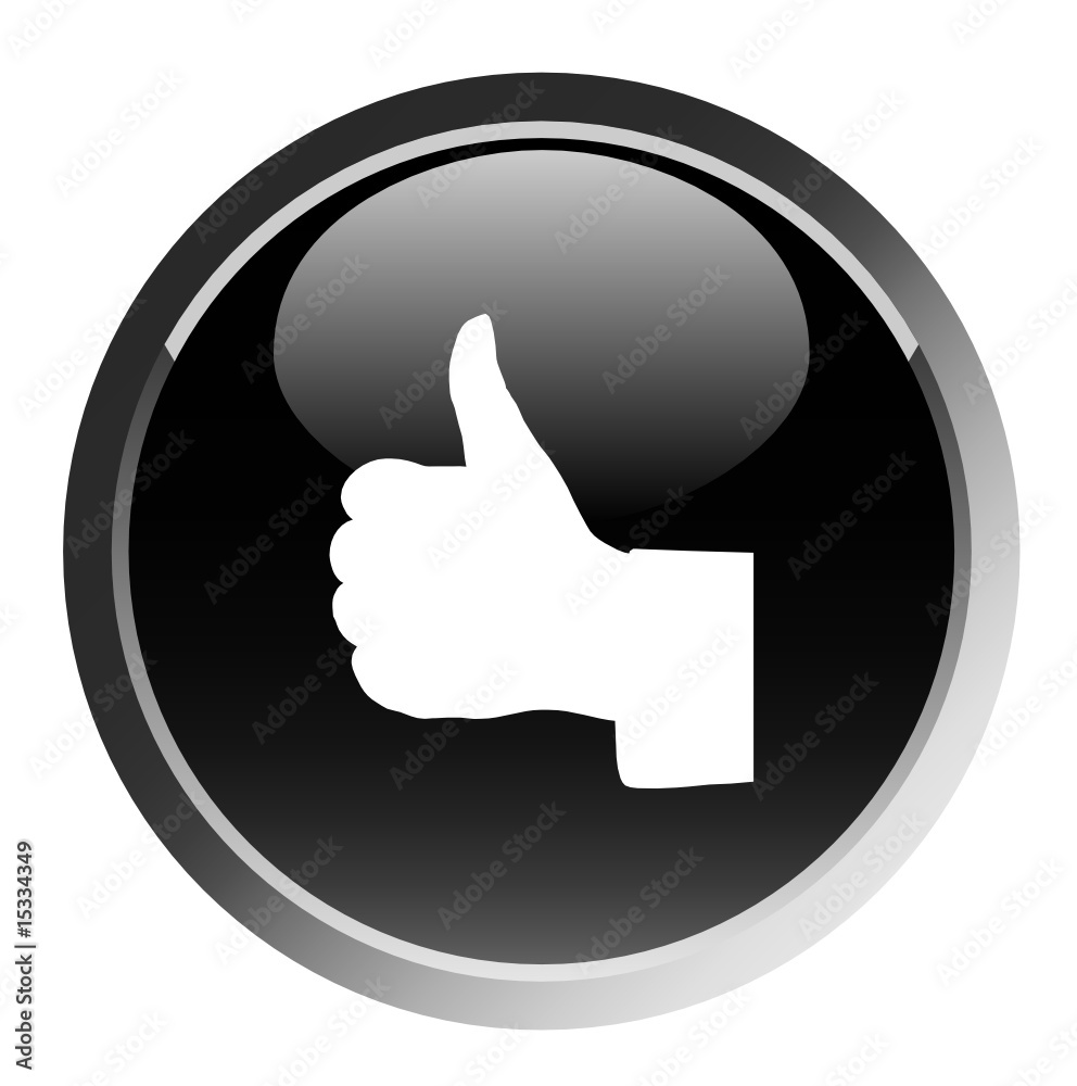Conceptual vector illustration of thumb up sign round button Conceptual vector illustration of thumb up sign round button