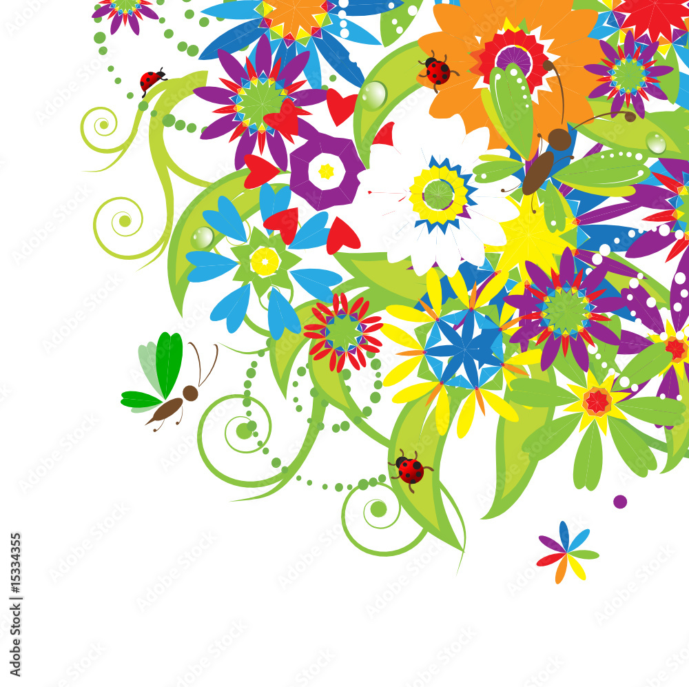 Floral bouquet, summer illustration