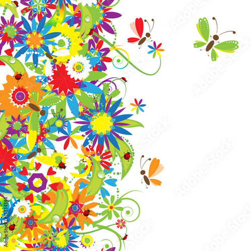 Summer day. Floral seamless background for your design