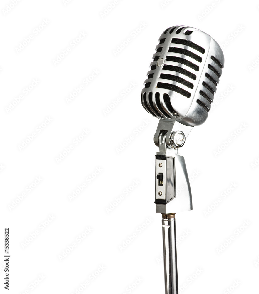 Naklejka premium microphone metal white background