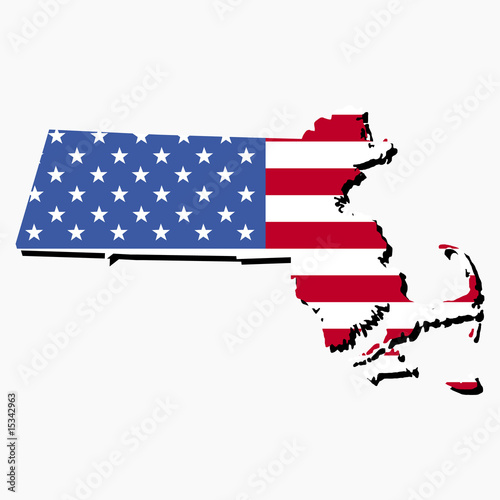 Massachusetts map flag photo