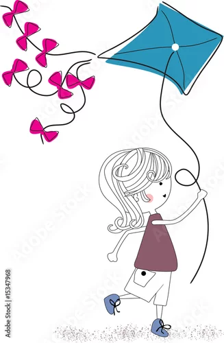 Naklejka na ścianę chłopiec z latawcem