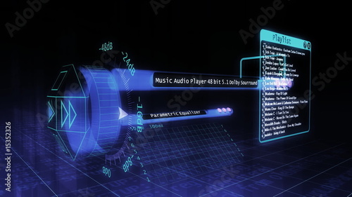 3d futuristic audio player layout