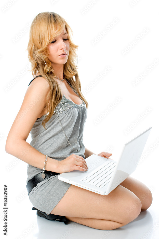 Successful young businesswoman with laptop computer Successful young businesswoman with laptop computer