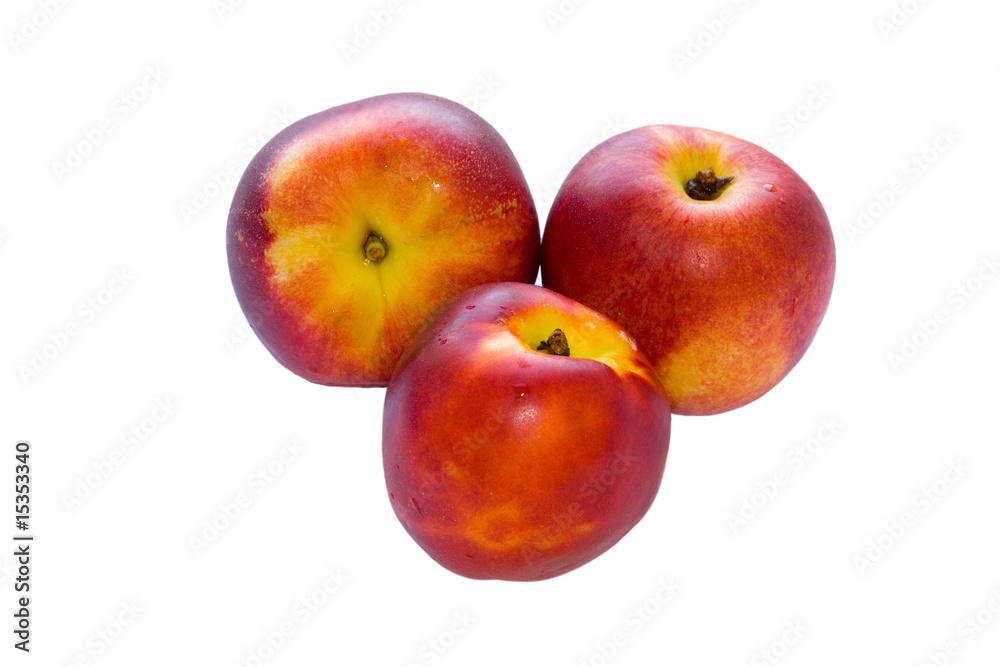 Three nectarines isolated on white Three nectarines isolated on white