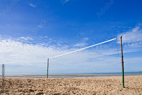 Volleyball net on beach in Thailand