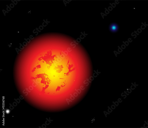Beautiful sun vector with planets and stars