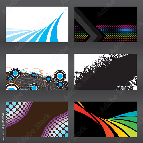 An assortment of six modern vector business card templates.