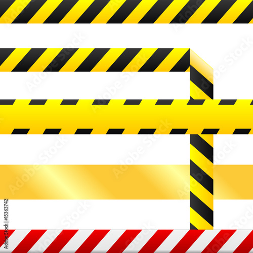 Caution tape and warning signs in seamless vector