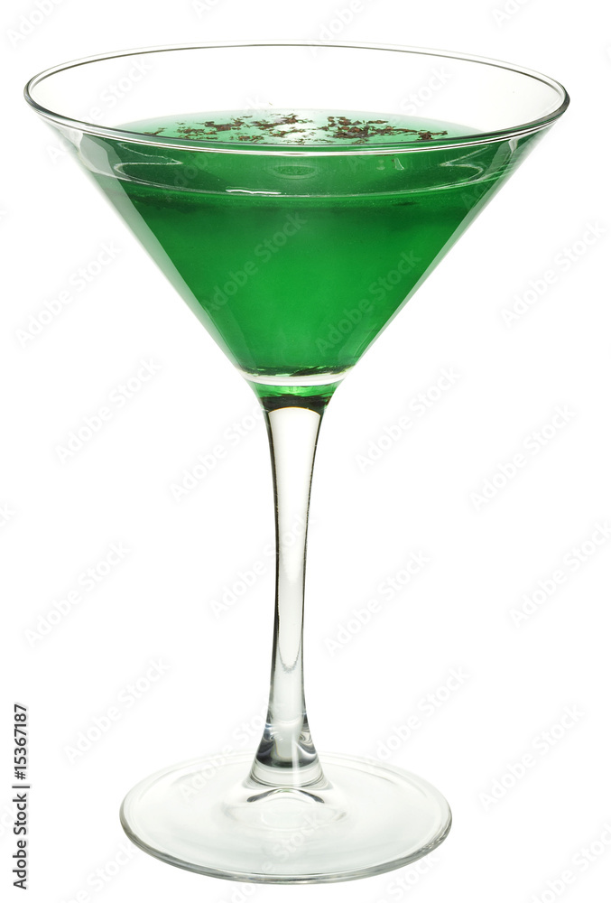 green cocktail, martini, drink.