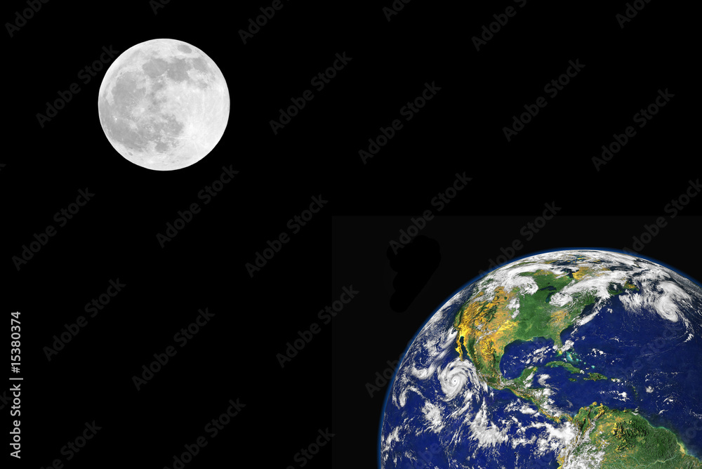 Naklejka premium Earth and Moon