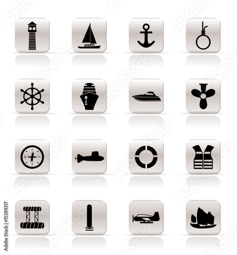 Simple Marine, Sailing and Sea Icons - Vector Icon Set