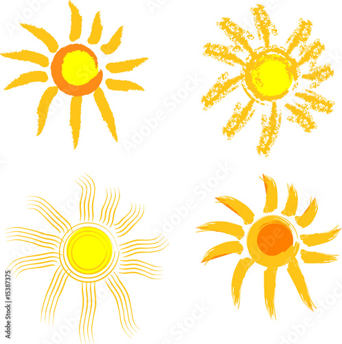 Sonne mit Pinsel gemalt als Vektor in gelb