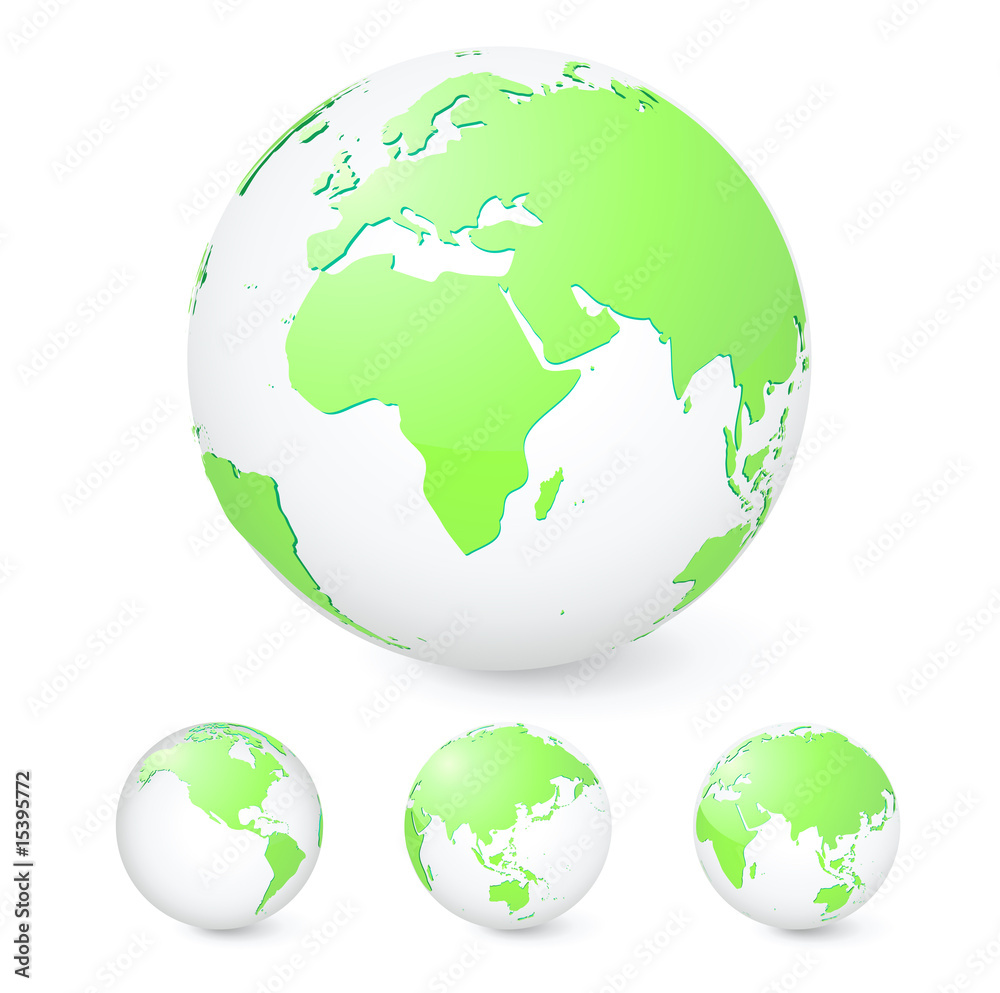 Vector illustration set of green globes