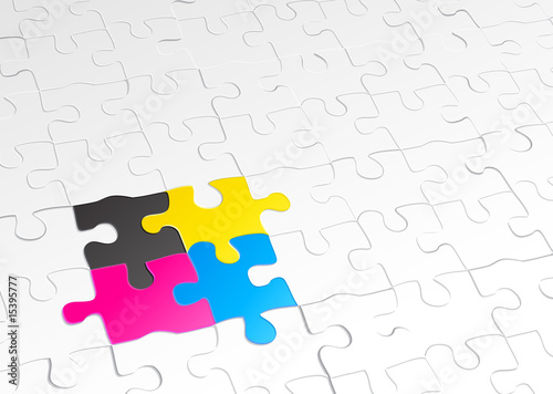 jigsaw puzzle templates with 4 pieces in different colors