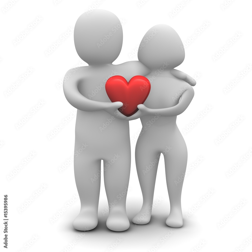 Couple in love. 3d rendered illustration isolated on white. Couple in love. 3d rendered illustration isolated on white.