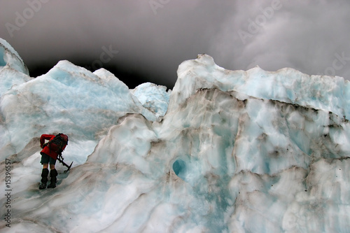 one man in a glacier