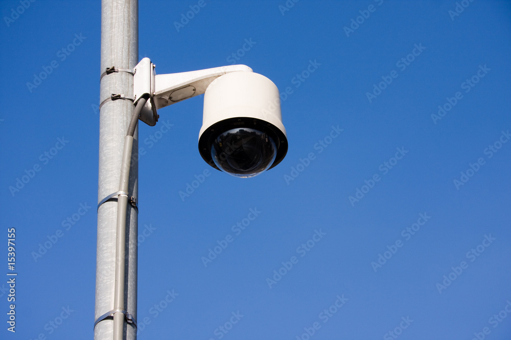 Security camera on post