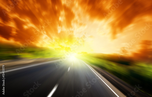 blur road and sun