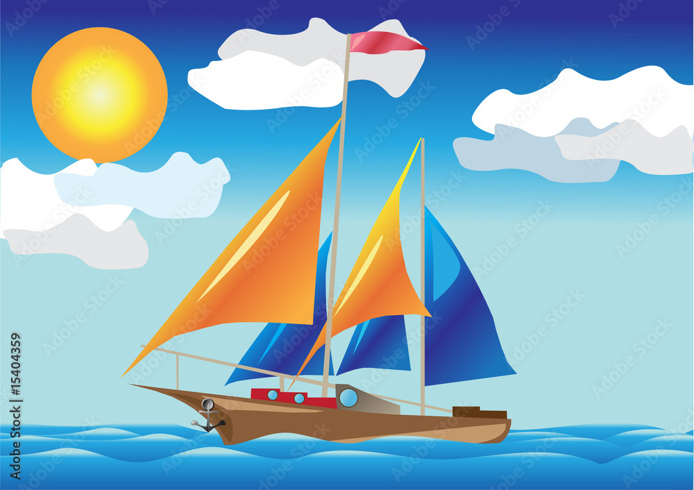 ship with sails at the sea side ship with sails at the sea side