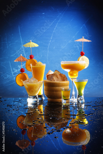 Passion Diaquiri; Mango Margarita; Screwdriver and Triple-Sec.