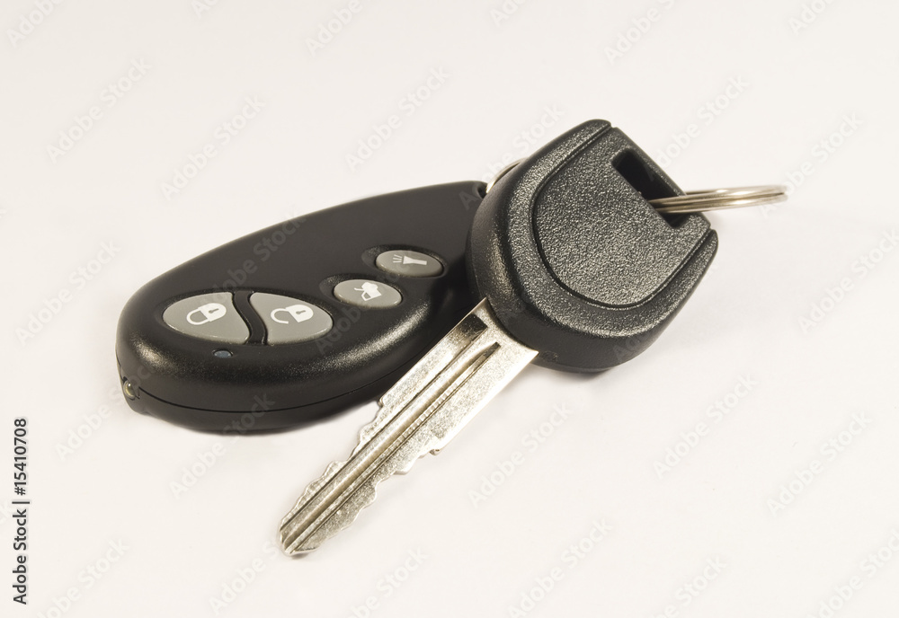Car key with remote control isolated on white Car key with remote control isolated on white