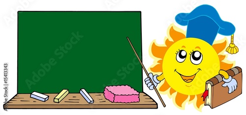 Sun teacher with blackboard